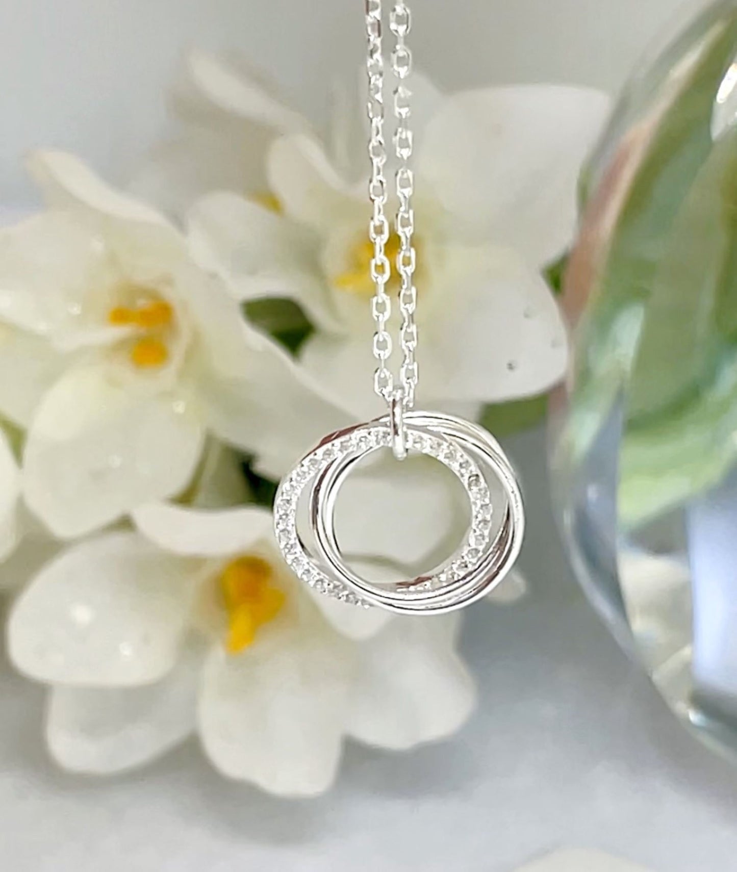 5 Rings 5 Decades Sterling Silver 50th Birthday Jewellery Necklace Gift for Women, 50th Birthday Jewelry Gifts for Her, 50th for Friend Mum