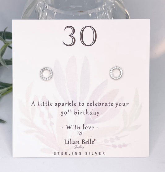 30th 40th 50th 60th 70th 80th Birthday Gifts for Her, Sterling Silver Earrings Jewellery Gift Idea for Women, for Sister, Friend, Daughter
