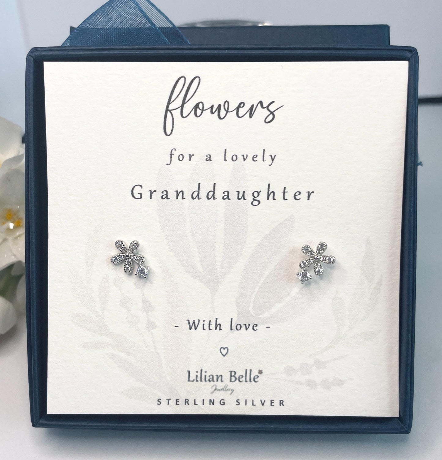 Sterling Silver CZ Flower Earrings Meaningful Gift for Auntie, Friend Birthday Gifts, Daughter Gift, Niece, Mum Granddaughter, Girl Gifts