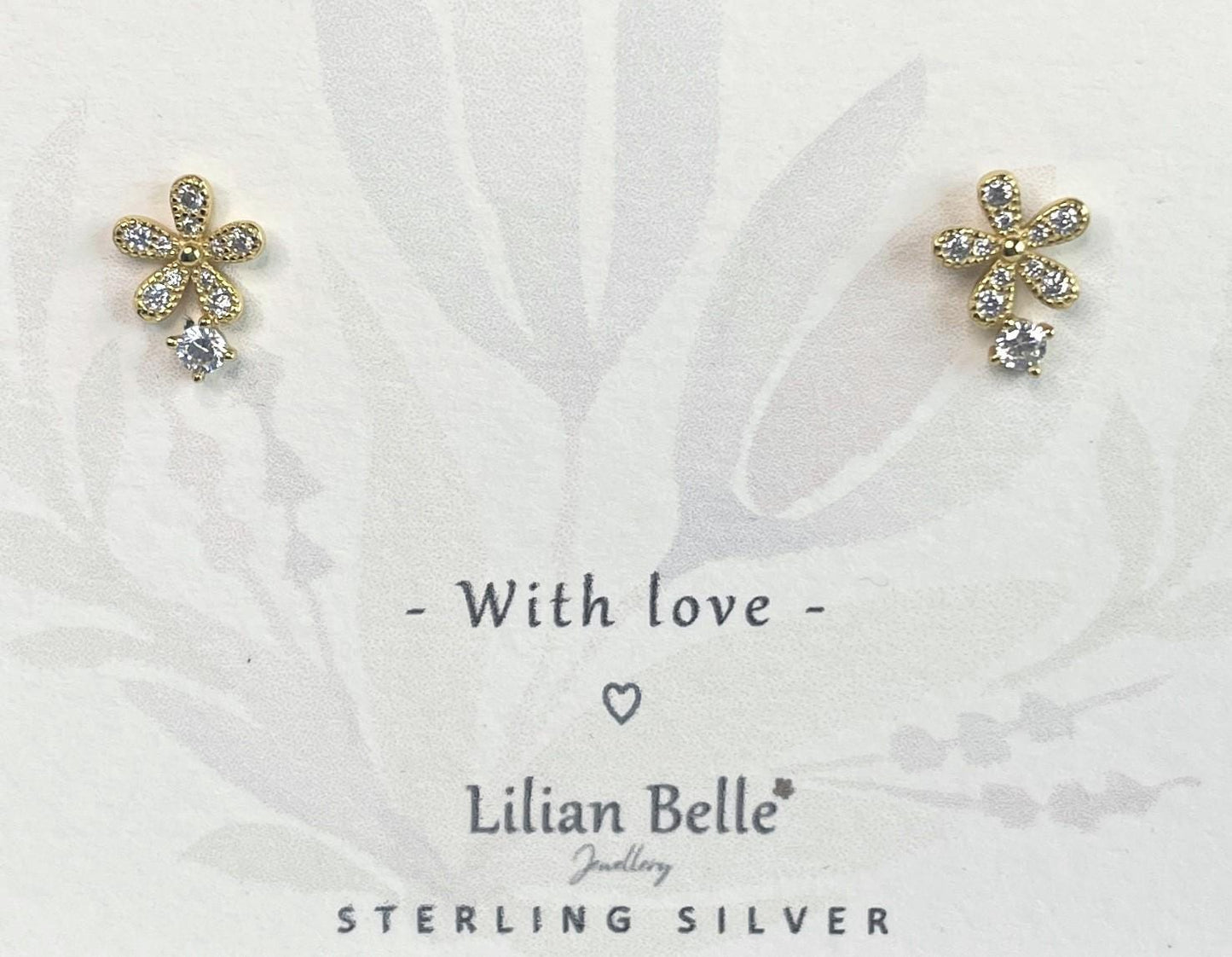 Sterling Silver CZ Flower Earrings Meaningful Gift for Auntie, Friend Birthday Gifts, Daughter Gift, Niece, Mum Granddaughter, Girl Gifts