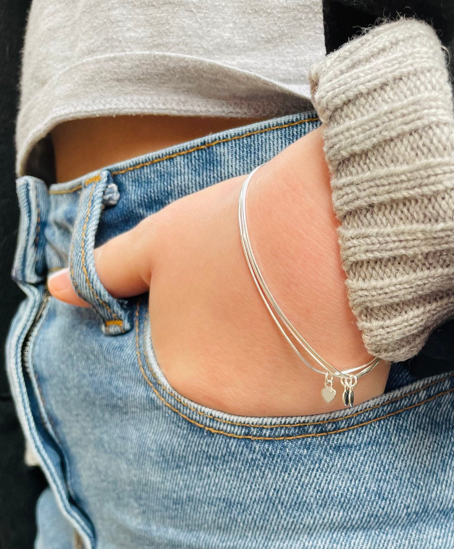 Dainty Silver Multi Strand Bracelet, Silver Bracelet Women, Bracelet Silver, Boho Silver Bracelet, Bracelet for Women Silver, Gift for Women