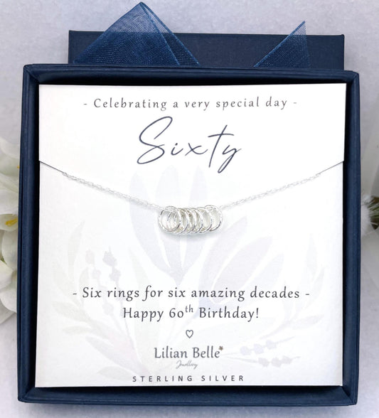 30th 40th 50th 60th 70th 80th birthday sterling silver necklace gift for women, 30, 40, 50, 60, 70, 80 rings decades jewellery gifts for her