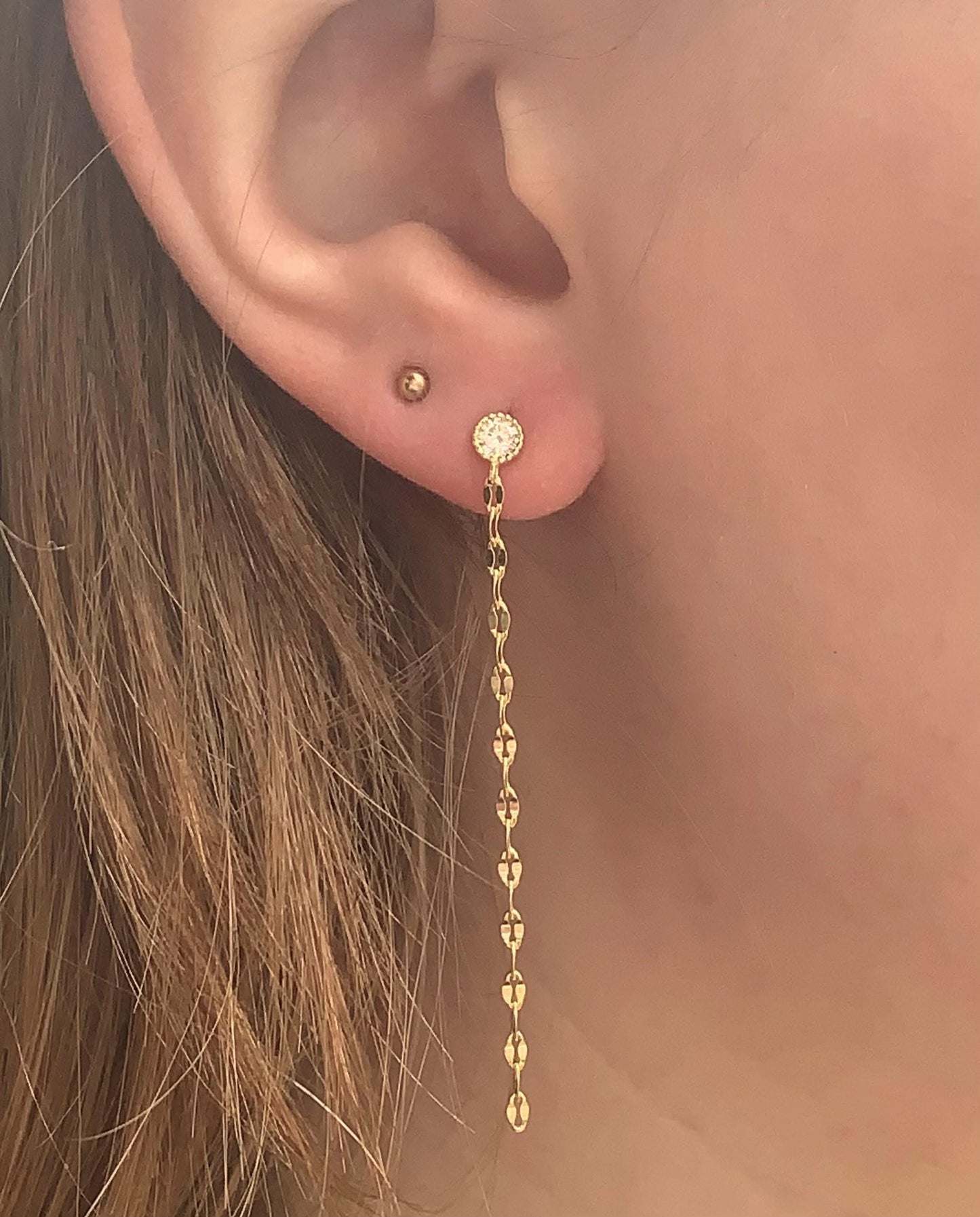 Dainty Long Boho Gold Dangle Earrings for Women, Wedding Prom Statement Earrings, Sterling Silver, Pretty Gold Drop Earrings for Girls