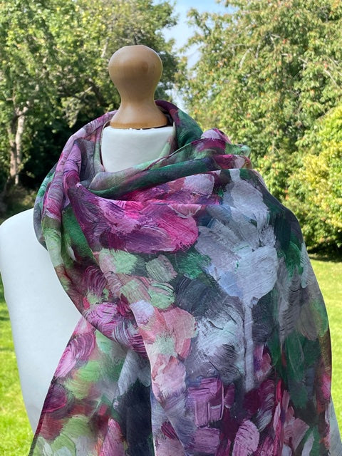 Pink Floral Scarf, Scarf for Women, Scarf Gift Wrap, Pink Flower Scarves, Scarf Birthday Gift for Her, Pink Scarf Gifts for Her