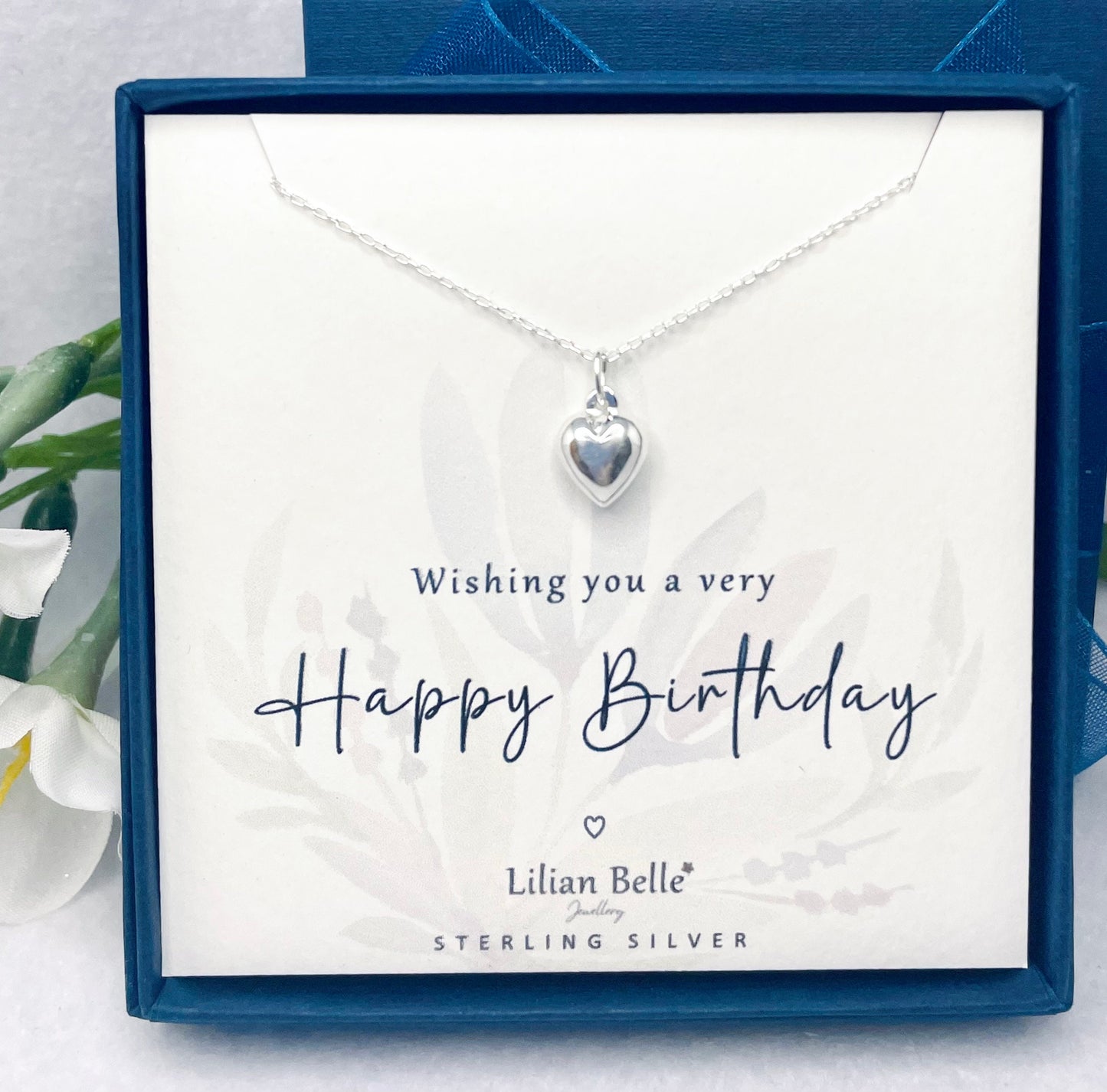 Sterling Silver Heart Necklace Birthday Gift Idea for Women, Birthday Gift for Her, Birthday Present for Girl, 15th 16th 17th 18th 19th 20th