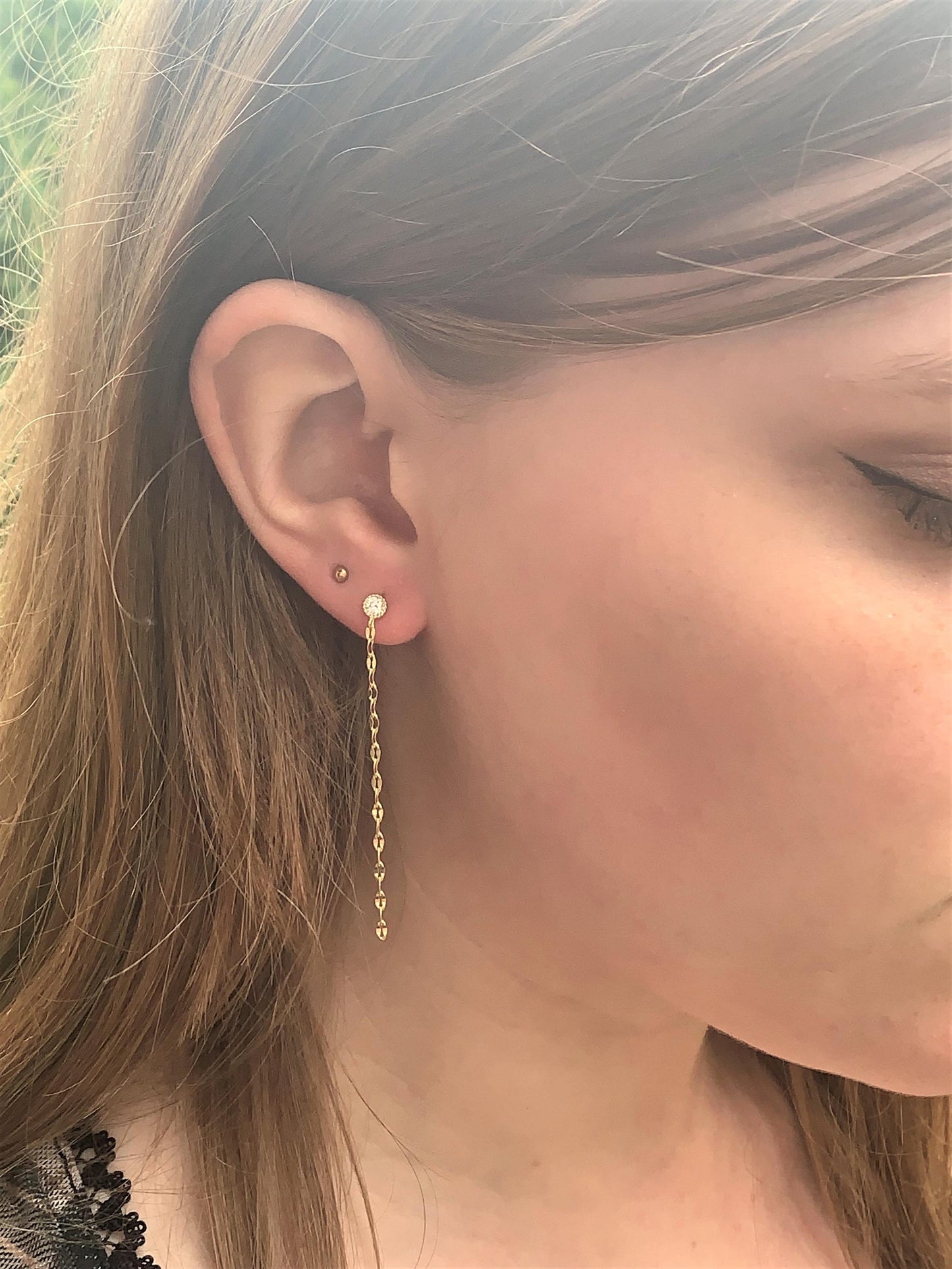 Dainty Long Boho Gold Dangle Earrings for Women, Wedding Prom Statement Earrings, Sterling Silver, Pretty Gold Drop Earrings for Girls