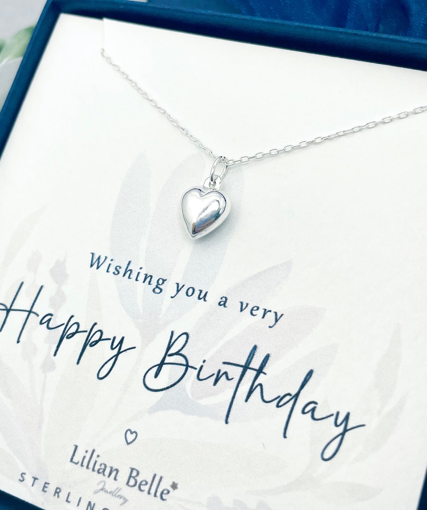 Sterling Silver Heart Necklace Birthday Gift Idea for Women, Birthday Gift for Her, Birthday Present for Girl, 15th 16th 17th 18th 19th 20th