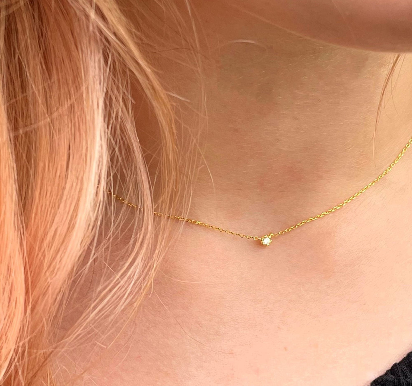 Dainty Tiny Sterling Silver CZ Solitaire Pendant Layering Rose Gold, Gold, Silver Choker Necklace, Gift for Women, Jewellery Gifts for Girls