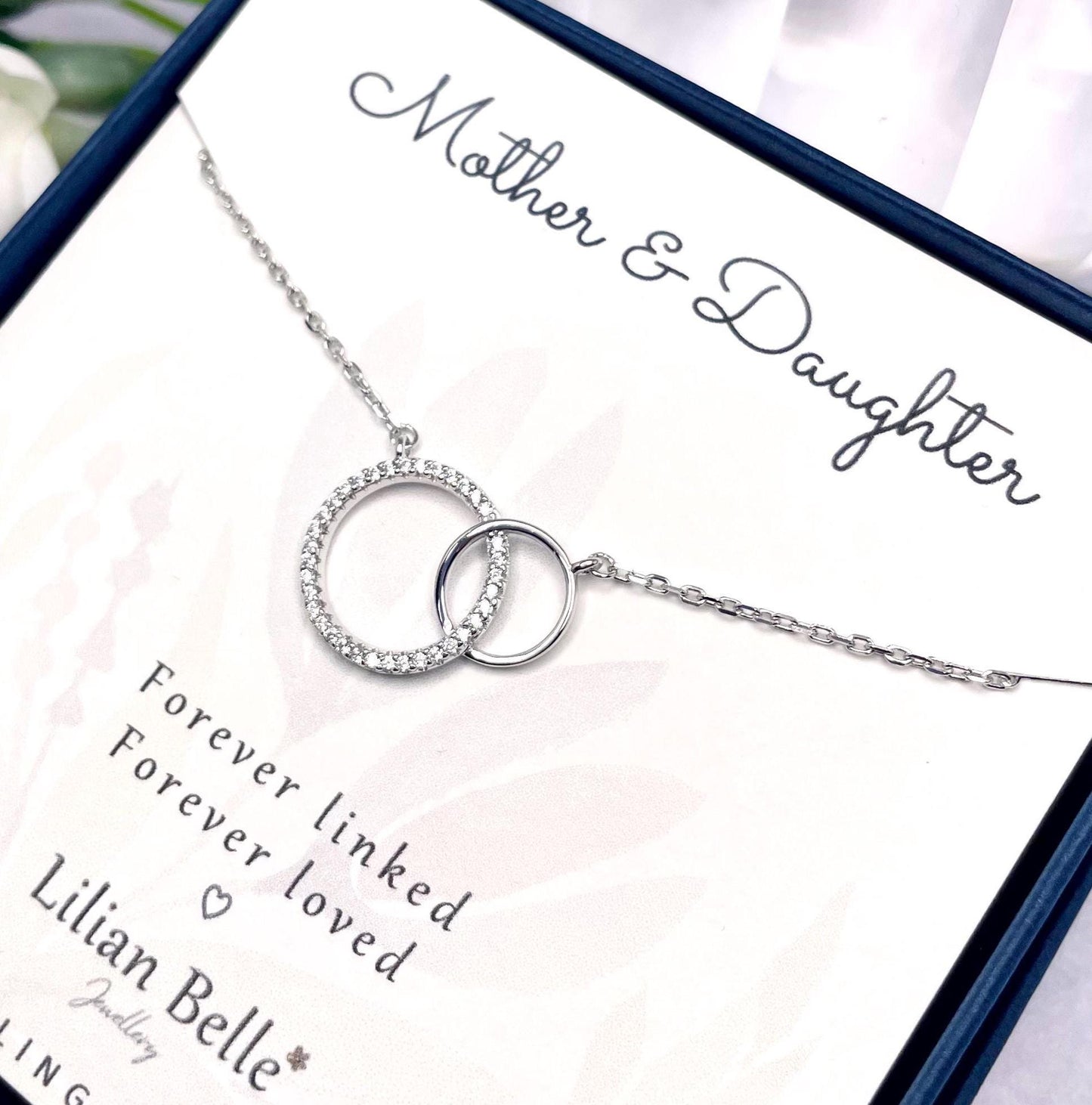 Sterling Silver Necklace Father Daughter Birthday Meaningful Gift, Mum Daughter Jewellery Gift, Sister Gifts, Christmas Gifts for Daughter