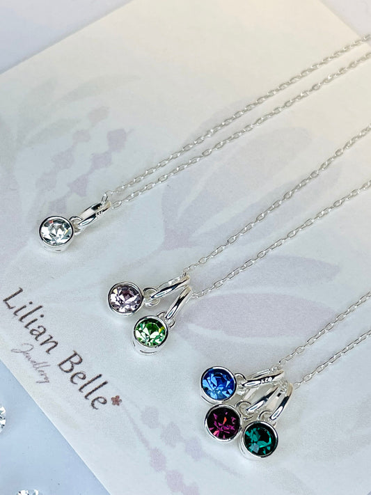 Family birthstone necklace gift, sterling silver minimalist birthstone necklace, personalised gifts for mum, family necklace, Mum gifts