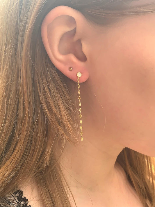 Dainty Long Boho Gold Dangle Earrings for Women, Wedding Prom Statement Earrings, Sterling Silver, Pretty Gold Drop Earrings for Girls