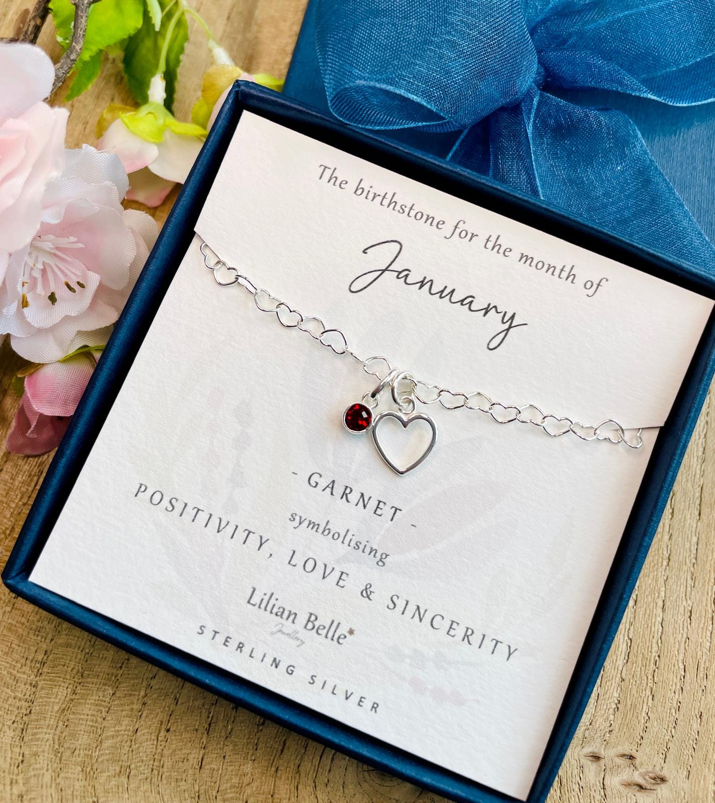 January February March April Sterling Silver Birthstone Jewellery Bracelet Gift for Women,  Birth Month Birthday Bracelet Gifts for Her