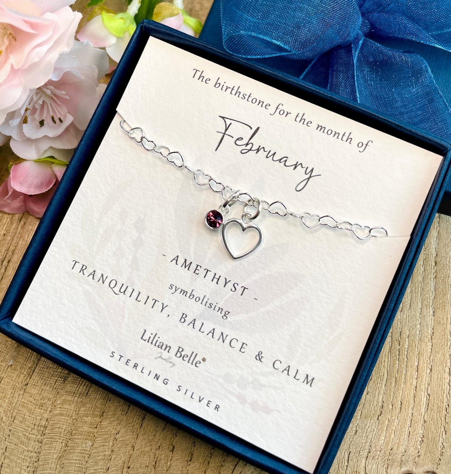 January February March April Sterling Silver Birthstone Jewellery Bracelet Gift for Women,  Birth Month Birthday Bracelet Gifts for Her