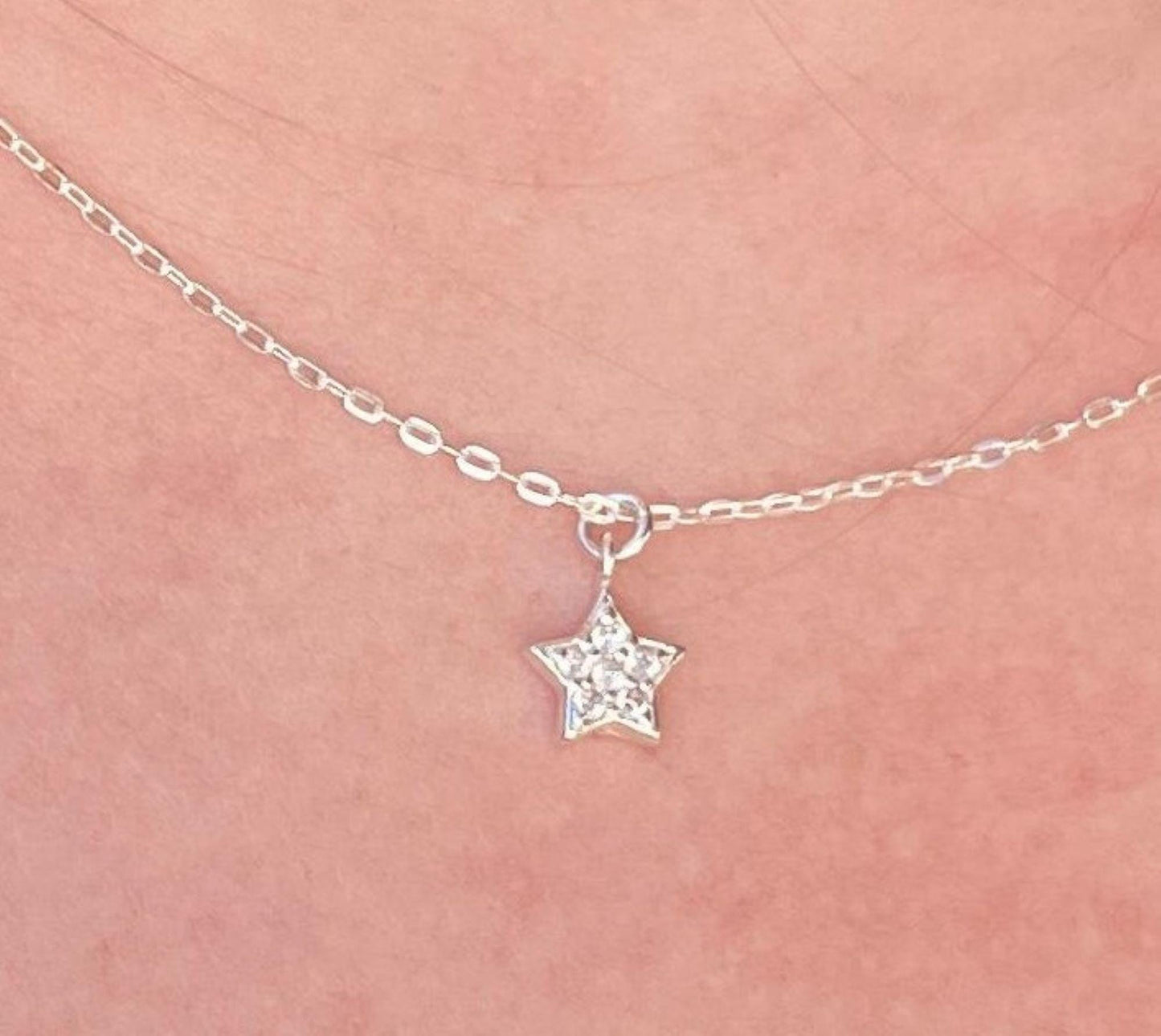 Dainty Tiny Sterling Silver CZ Star Pendant Necklace, Layering Minimalist Silver Necklace for Women, Birthday Gift for Her, Gifts for Girls