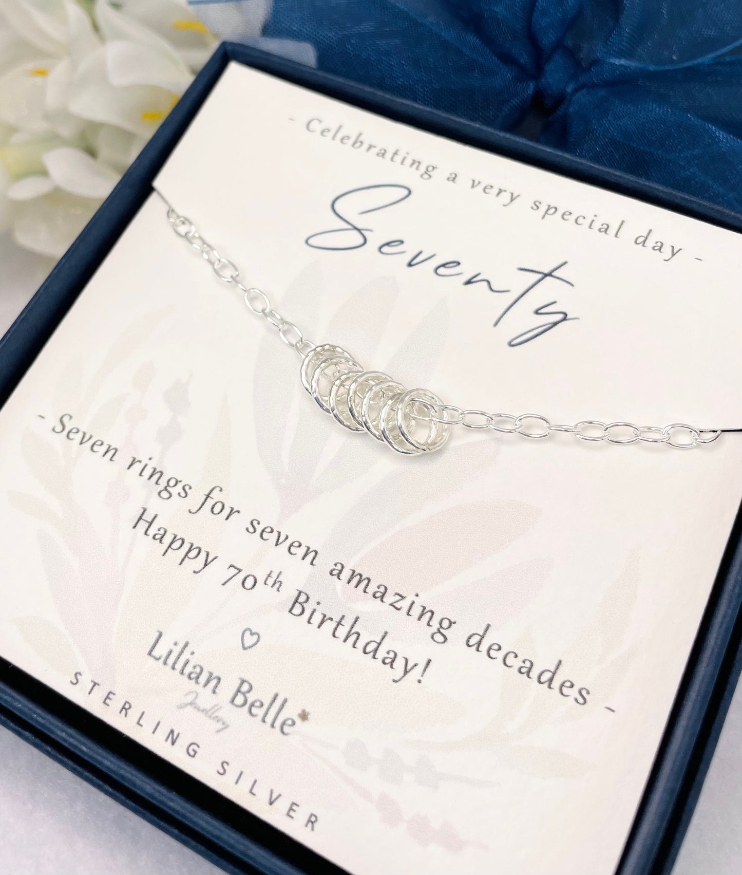 Sterling Silver rings for decades bracelet gift, 30th 40th 50th 60th 70th 80th birthday gift for her, gifts for women, for friend, for mum