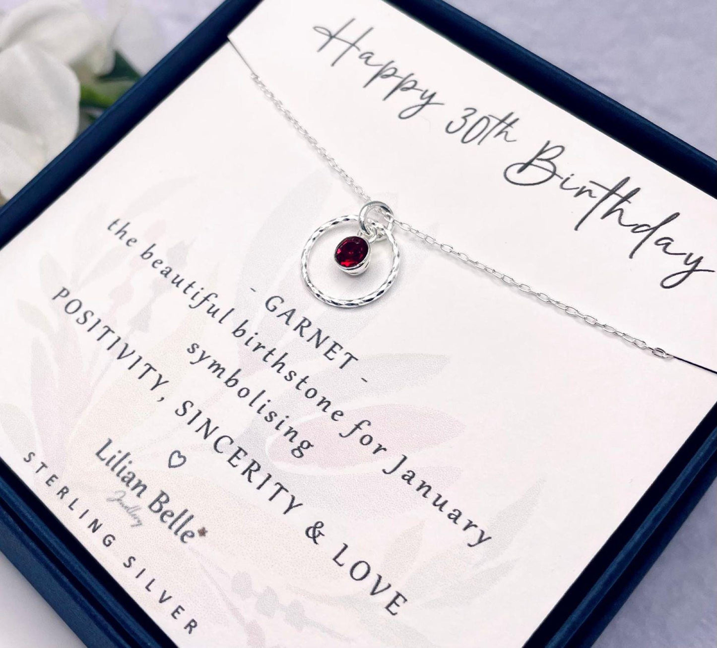 30th Sterling Silver Necklace with Birthstone, 30th Gifts for Her, Birthday Gift for Women, 30 Birthday Gifts, 30th Necklace, 30th Jewellery