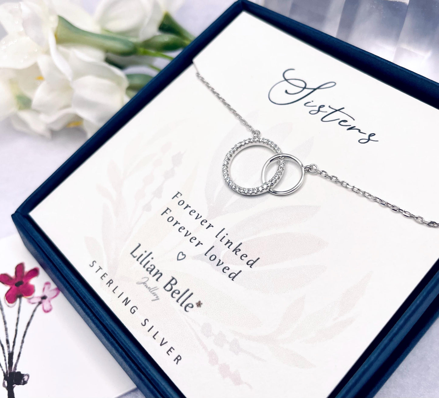 Sterling Silver Necklace Father Daughter Birthday Meaningful Gift, Mum Daughter Jewellery Gift, Sister Gifts, Christmas Gifts for Daughter