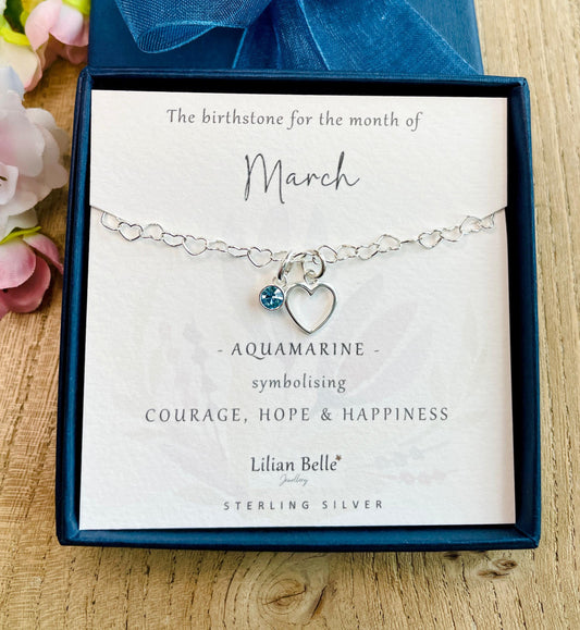 January February March April Sterling Silver Birthstone Jewellery Bracelet Gift for Women,  Birth Month Birthday Bracelet Gifts for Her