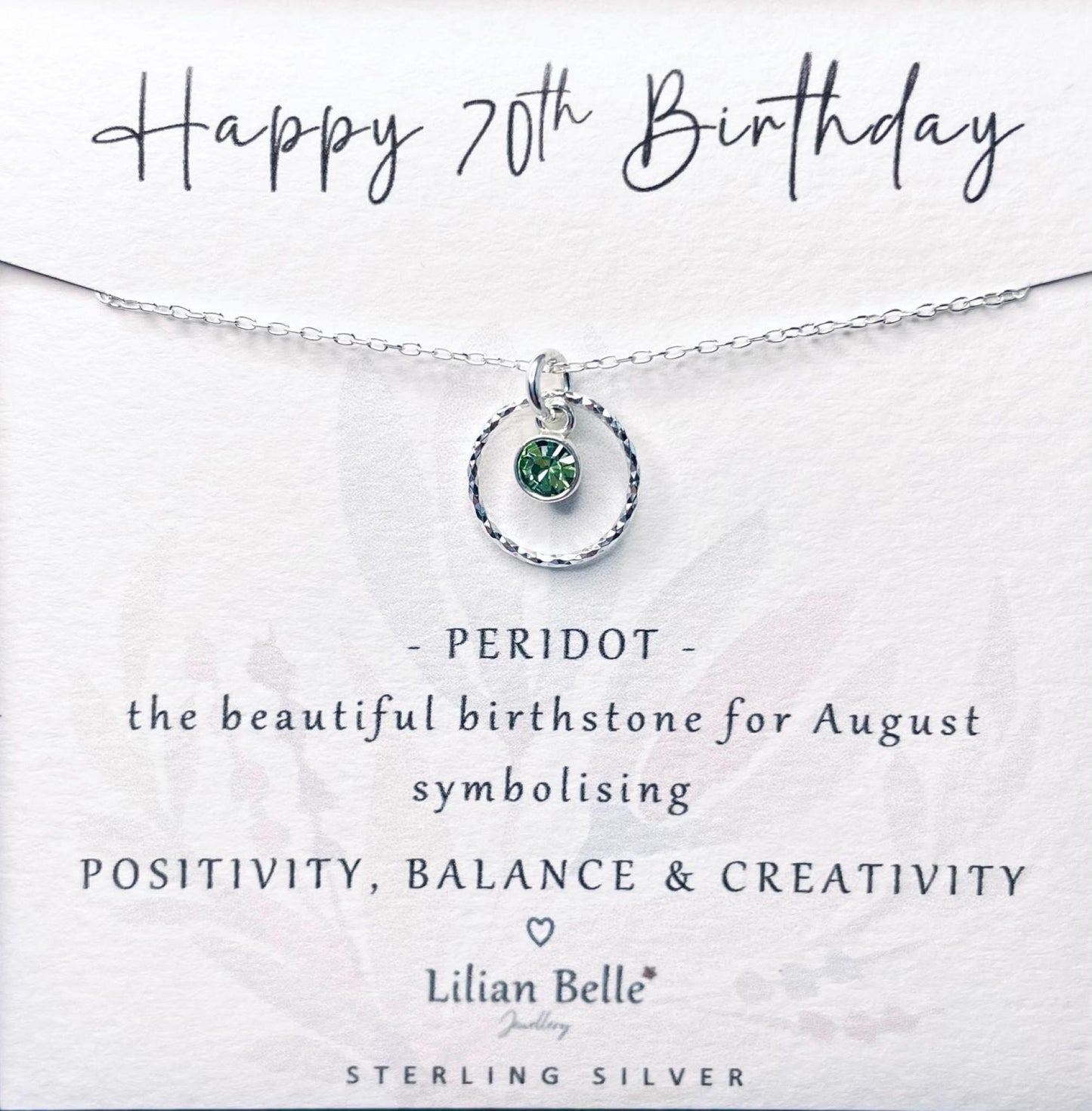 70th Sterling Silver Necklace with Birthstone, 70th Gifts for Her, Birthday Gift for Women, 70 Birthday Gifts, 70th Necklace, 70th Jewellery