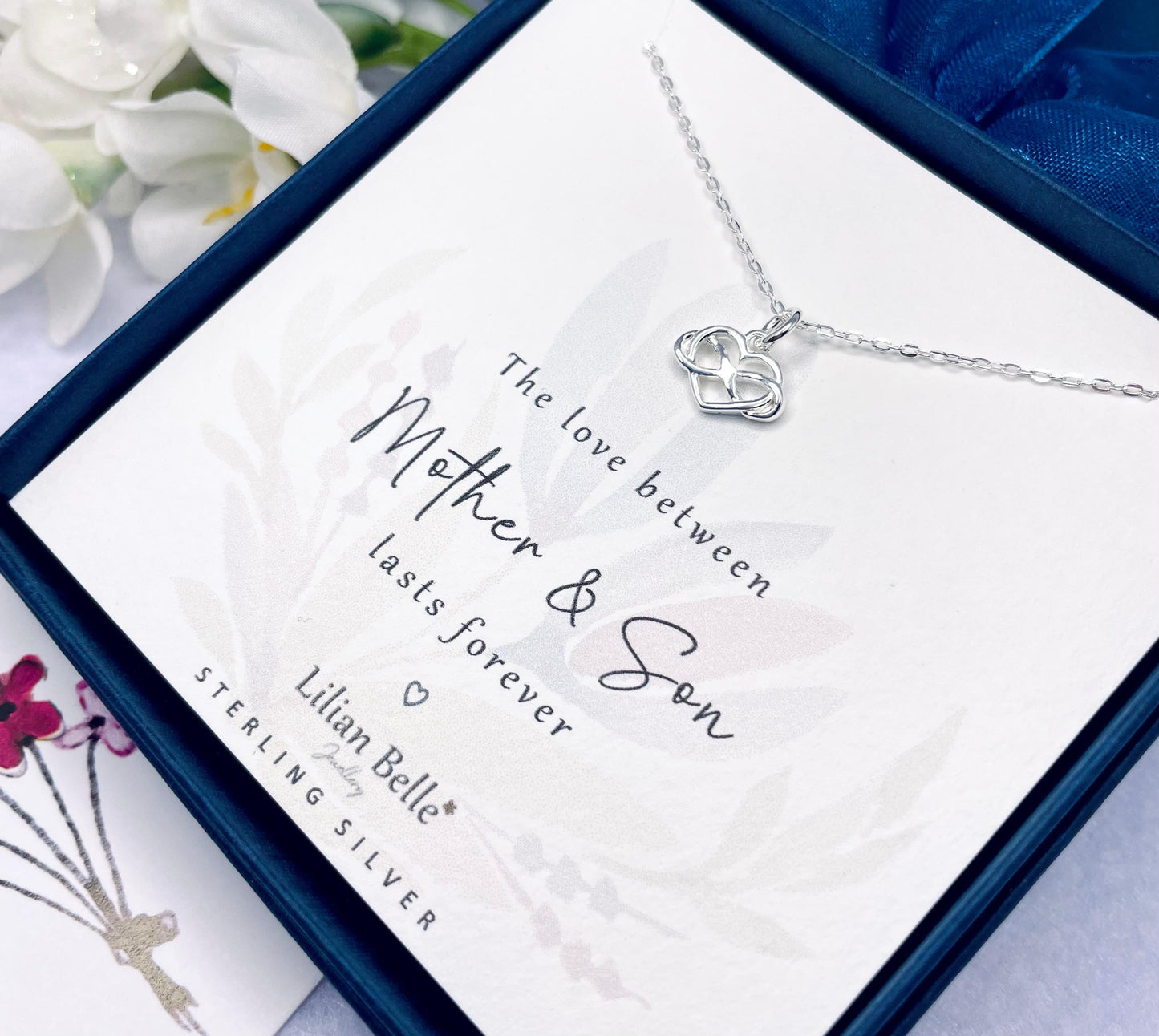 Meaningful Mum Dad Daughter Sterling Silver Heart Necklace, Mum Gift from Daughter, Sisters Christmas Gift, Mother Son Gifts, Mum gifts