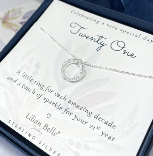 21st Birthday Gifts for Girls, Sterling Silver 21st Necklace Gift Girl, 21 Birthday Gift, 21st Jewellery Gifts, for Daughter Granddaughter