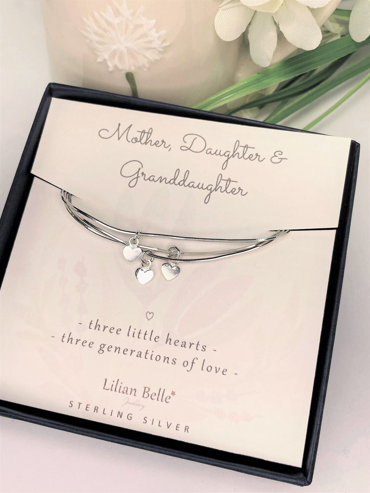 Three Generations Sterling Silver Bracelet, Grandmother Granddaughter Gift, Gran Gifts, Grandma Gift, Gifts for Nan from Grandson, Mum Gifts
