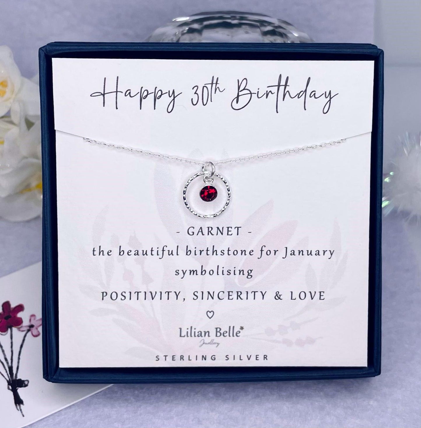 30th Sterling Silver Necklace with Birthstone, 30th Gifts for Her, Birthday Gift for Women, 30 Birthday Gifts, 30th Necklace, 30th Jewellery