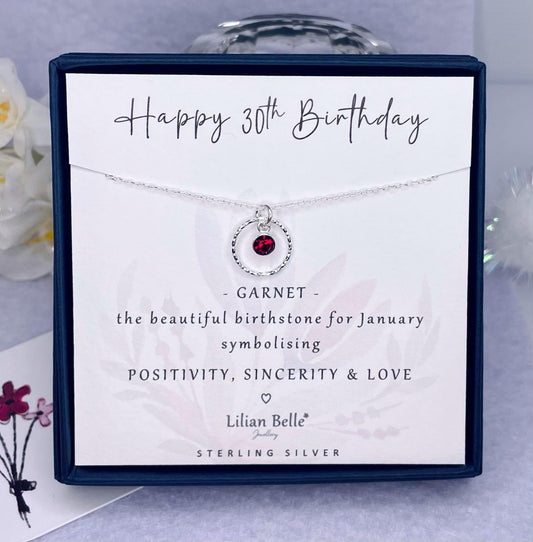 30th Sterling Silver Necklace with Birthstone, 30th Gifts for Her, Birthday Gift for Women, 30 Birthday Gifts, 30th Necklace, 30th Jewellery
