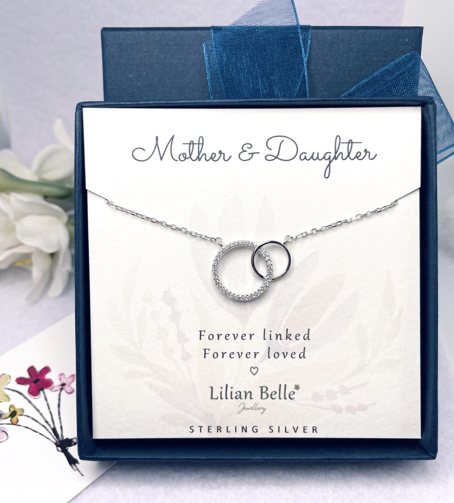 Sterling Silver Necklace Father Daughter Birthday Meaningful Gift, Mum Daughter Jewellery Gift, Sister Gifts, Christmas Gifts for Daughter