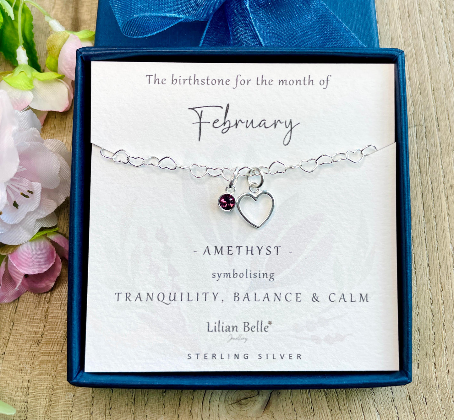 January February March April Sterling Silver Birthstone Jewellery Bracelet Gift for Women,  Birth Month Birthday Bracelet Gifts for Her