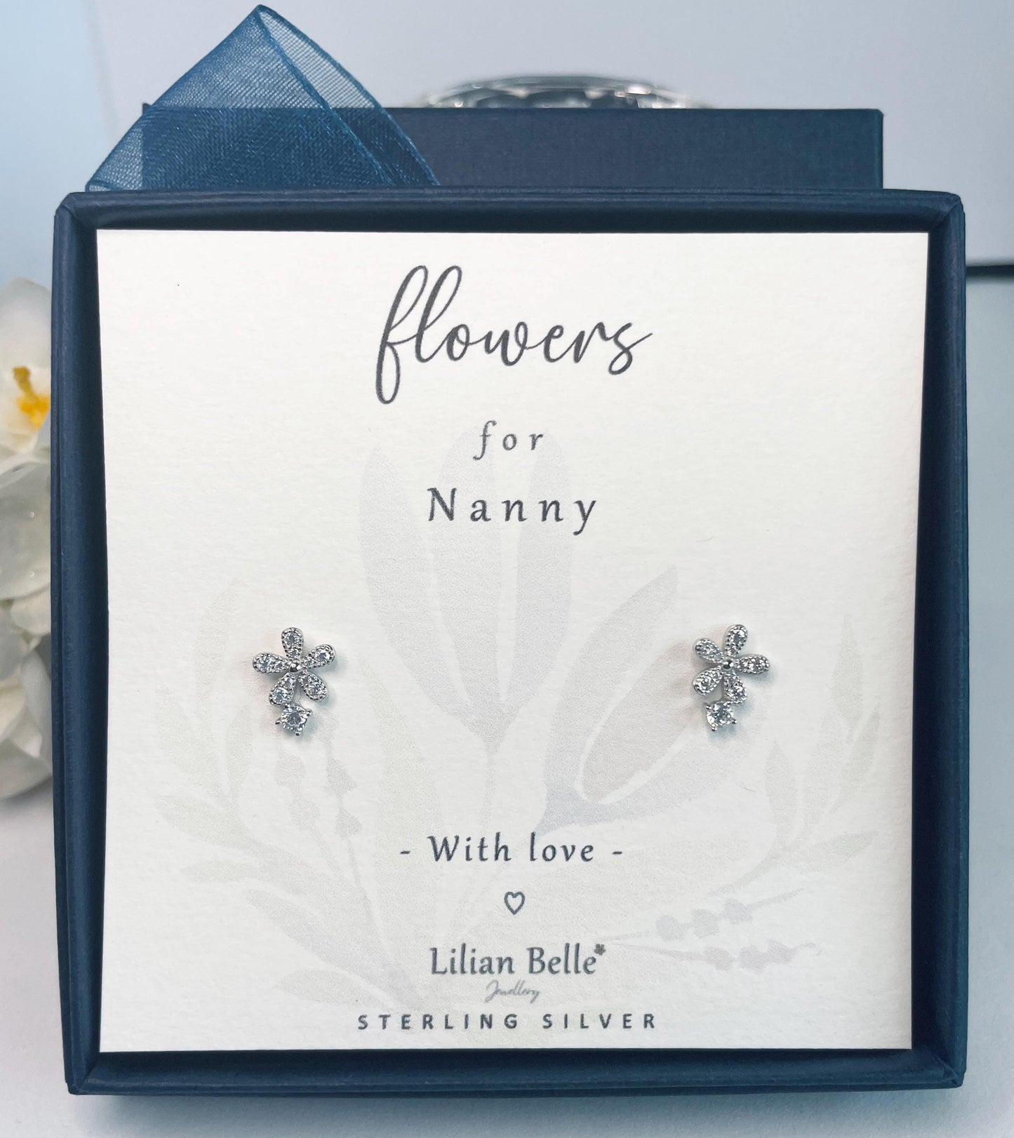 Sterling Silver Flower Earrings Meaningful Gift for Granny, Gifts for Gran Nan Nanny Nanna Grandma from Grandchildren Granddaughter Grandson