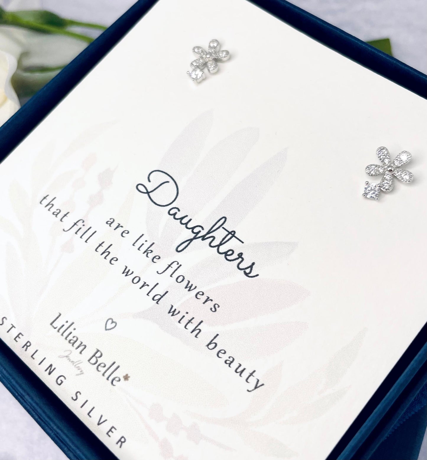 Sterling Silver Flower Earrings Meaningful Daughter Gift, Christmas Granddaughter Gift, Birthday gifts for Granddaughter, Gold Earrings