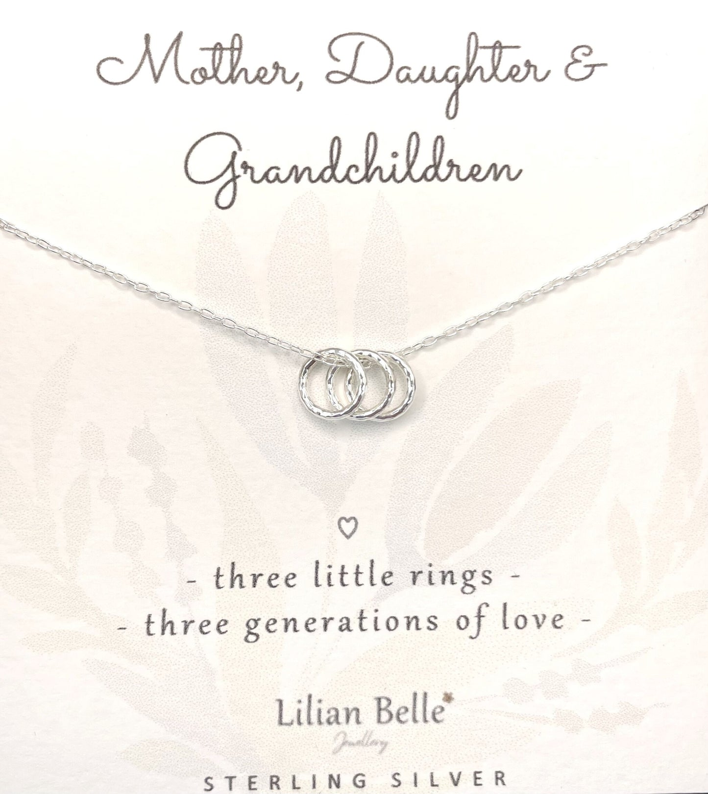 3 Rings for 3 Generations Sterling Silver Necklace, Grandmother Mother Grandson Granddaughter Grandchildren, Necklace Gift for Grandma