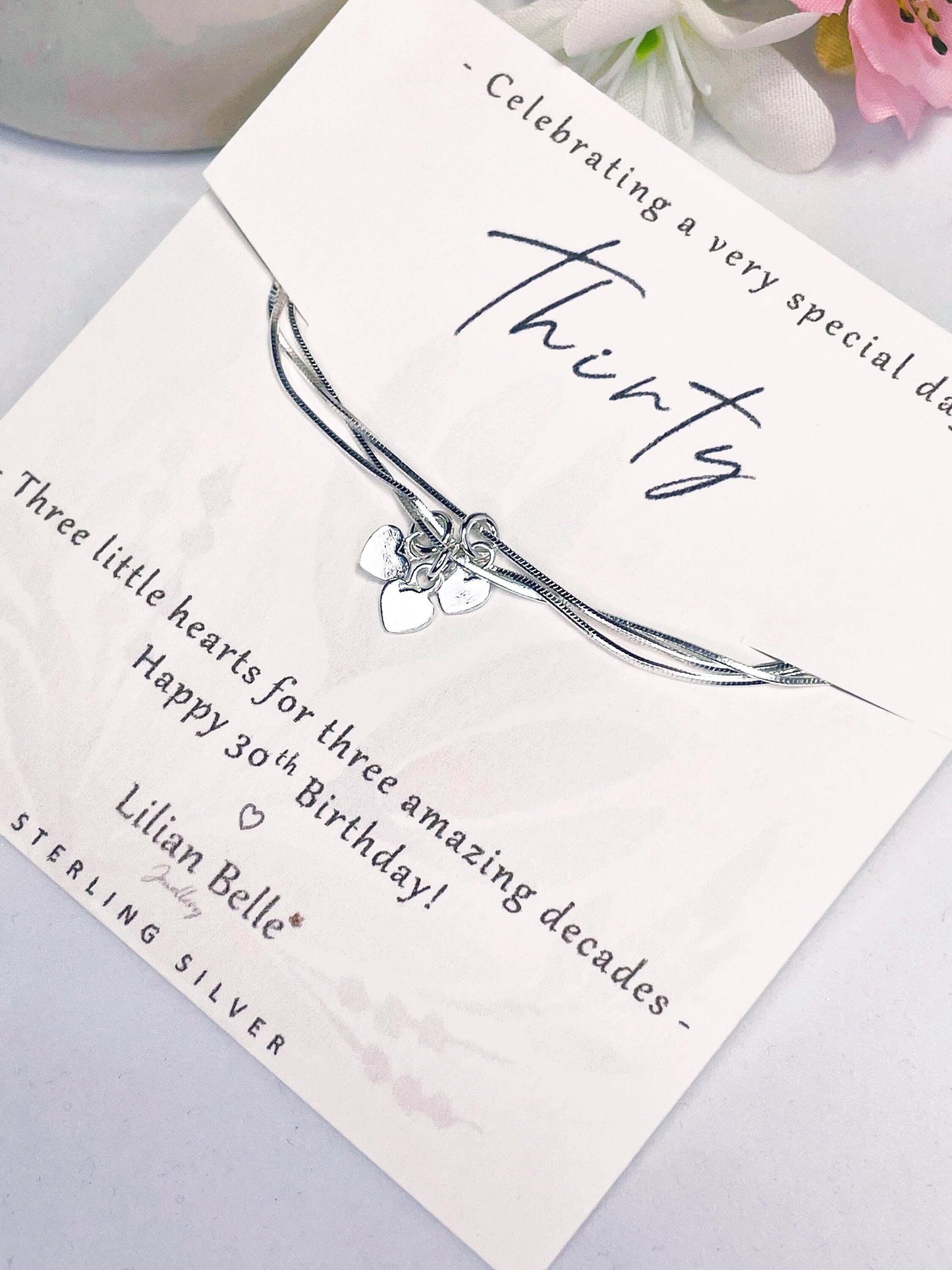 30th Birthday Sterling Silver 3 Decades Bracelet gifts for women, 30th Jewelry Birthday Gift for her, Friend Gifts, 30 Jewellery Gifts