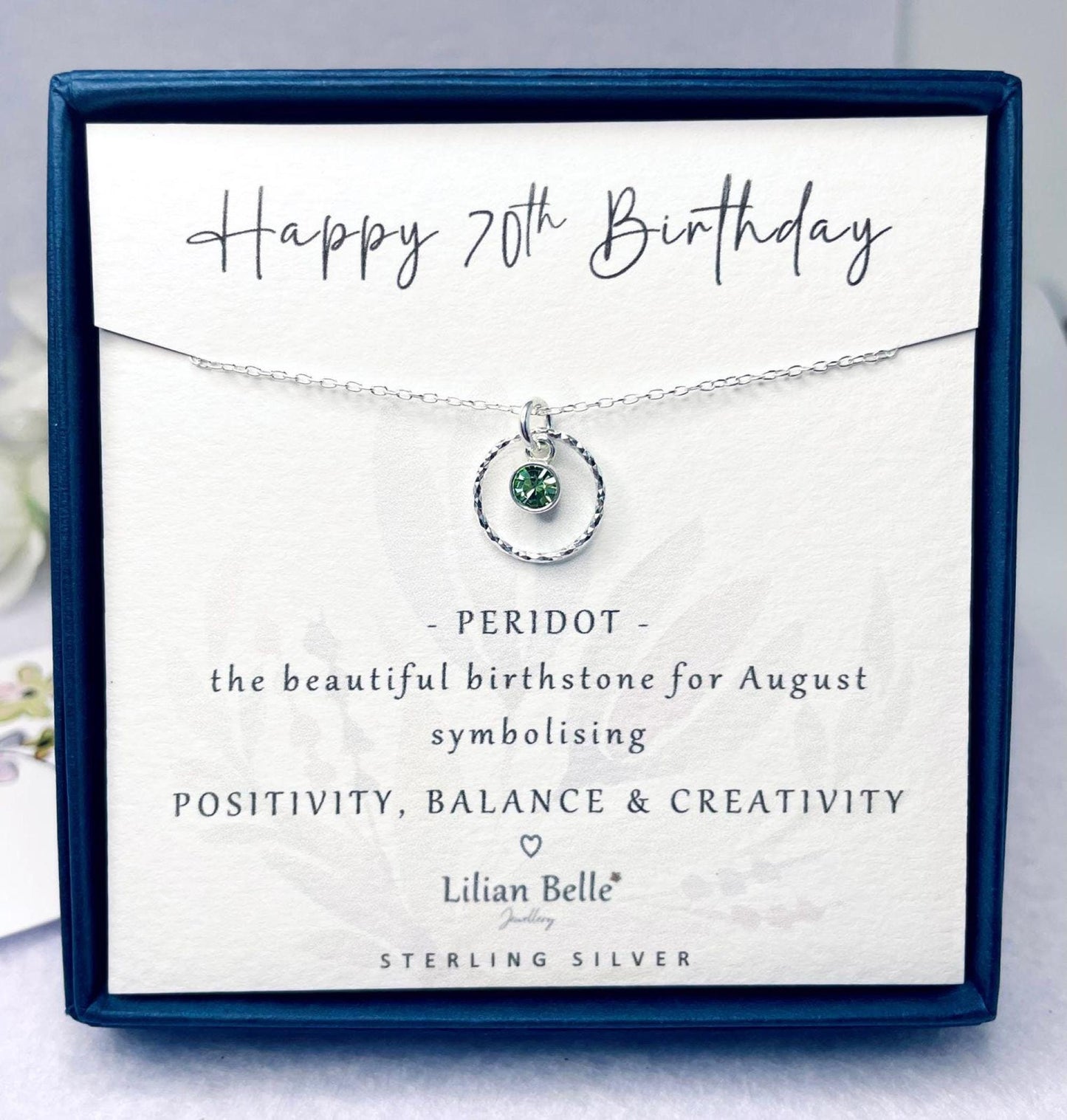 70th Sterling Silver Necklace with Birthstone, 70th Gifts for Her, Birthday Gift for Women, 70 Birthday Gifts, 70th Necklace, 70th Jewellery
