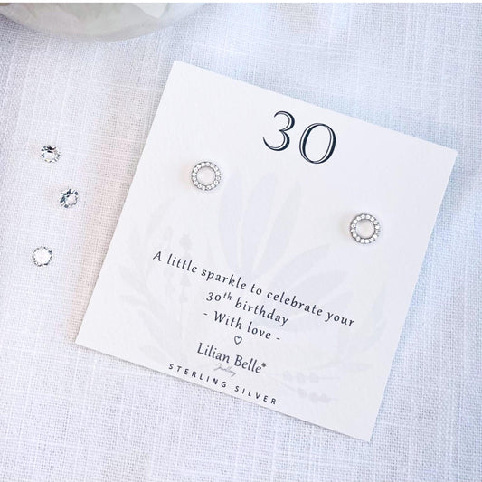 30th 40th 50th 60th 70th 80th Birthday Gifts for Her, Sterling Silver Earrings Jewellery Gift Idea for Women, for Sister, Friend, Daughter