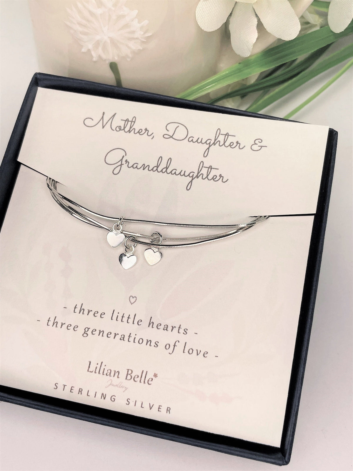 Three Generations Sterling Silver Bracelet, Grandmother Granddaughter Gift, Gran Gifts, Grandma Gift, Gifts for Nan from Grandson, Mum Gifts