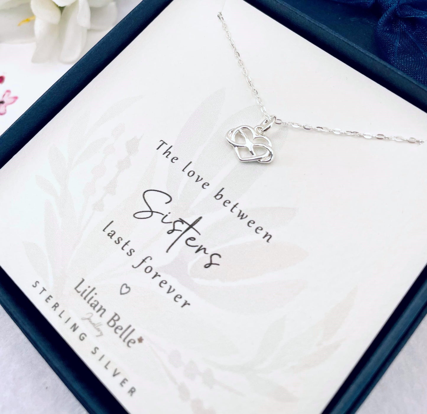 Meaningful Sister Sterling Silver Heart Necklace, Mother Daughter Gifts, Sisters Christmas Gift, Father Daughter Gift, Gift for Mum from Son