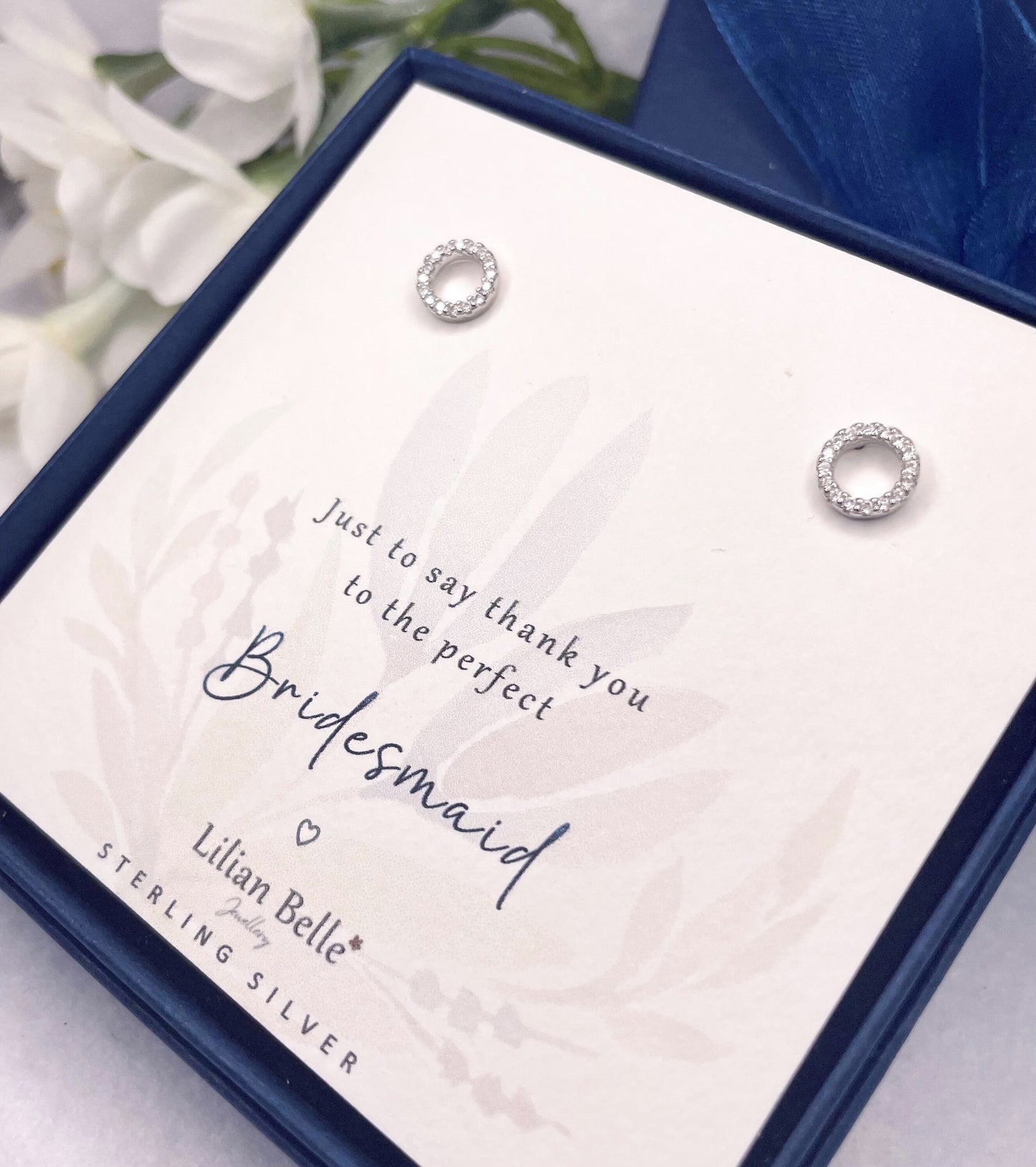 Bridesmaid 925 Sterling Silver Jewellery Gift, Personalised Wedding Gift for Women Girls, Necklace Earrings Bracelet Gifts 16" 18" 20" 22"