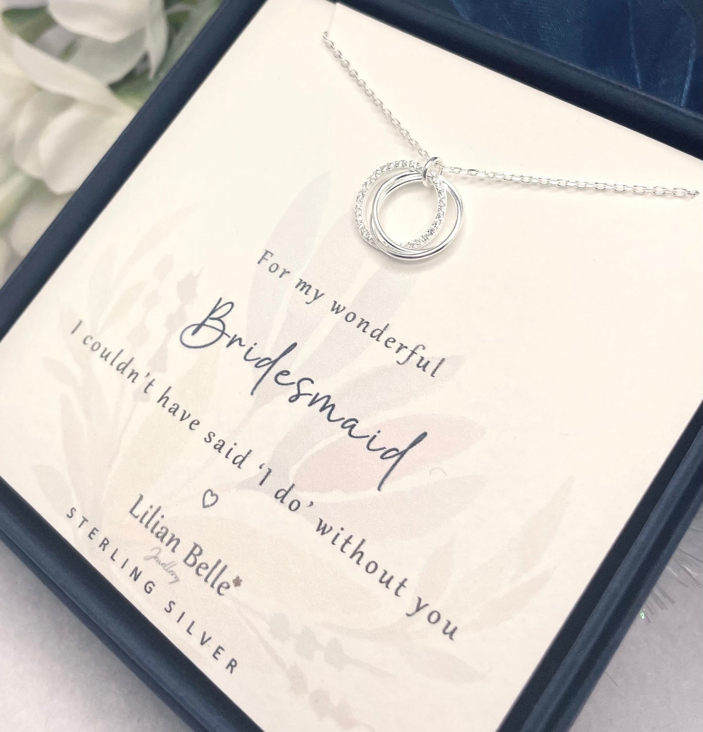 Bridesmaid Sterling Silver Personalised Jewellery Gifts, Thank you Gift for Bridesmaids, Necklace Earrings Bracelet Gifts 16" 18" 20" 22"
