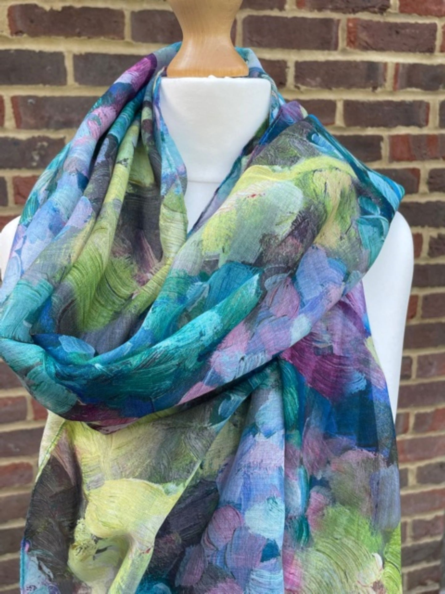 Blue Floral Scarf, Scarf for Women, Scarf Gift Wrap, Blue Flower Scarves, Scarf Birthday Gift for Her, Blue Scarf Gifts for Her