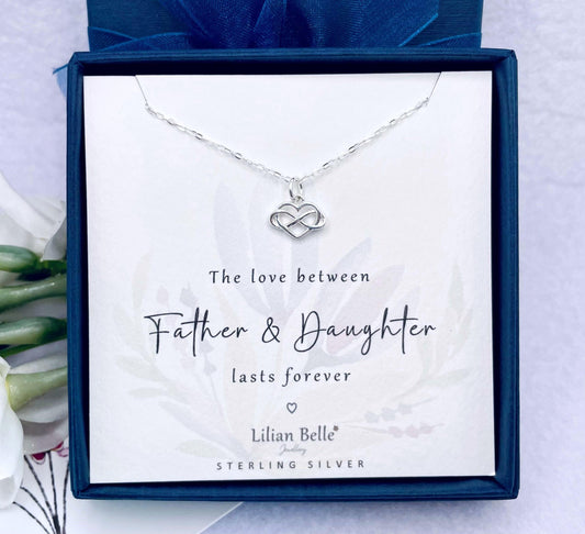 Meaningful Father Daughter Mother Son Sterling Silver Heart Necklace, Mum Gift from Daughter, Sisters Christmas Gift, Dad Daughter Gifts