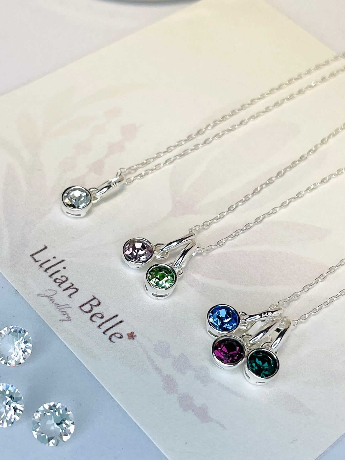 Family birthstone necklace gift, sterling silver minimalist birthstone necklace, personalised gifts for mum, family necklace, Mum gifts