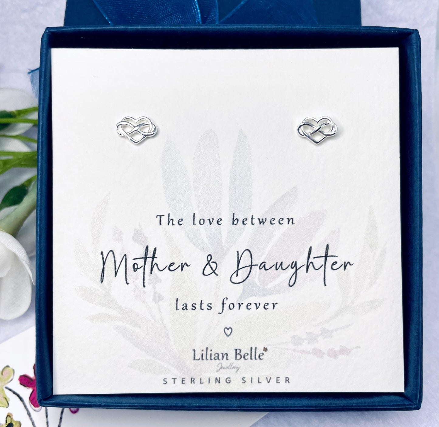Sterling Silver Earrings Heart Mother Daughter Meaningful Birthday Gift, Dad Daughter Gifts, Gifts for Sisters, Mother Son Gifts, from Son