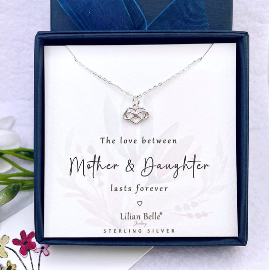 Meaningful Mum Dad Daughter Sterling Silver Heart Necklace, Mum Gift from Daughter, Sisters Christmas Gift, Mother Son Gifts, Mum gifts