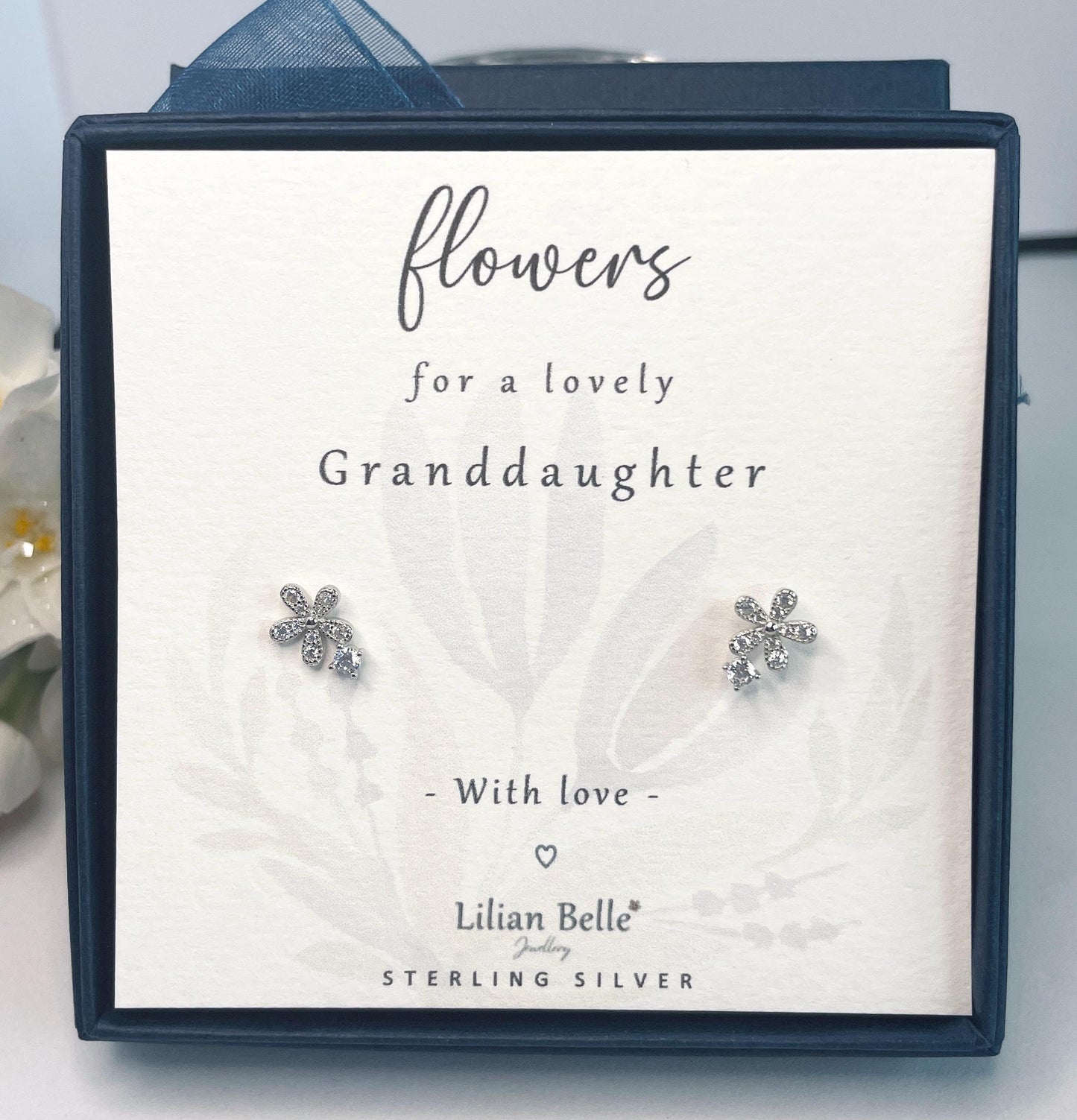 Sterling Silver Flower Earrings Gift for Auntie, Granddaughter Gifts, Daughter Gift, Niece Birthday Gift,  Granddaughter Gift, Auntie Gifts