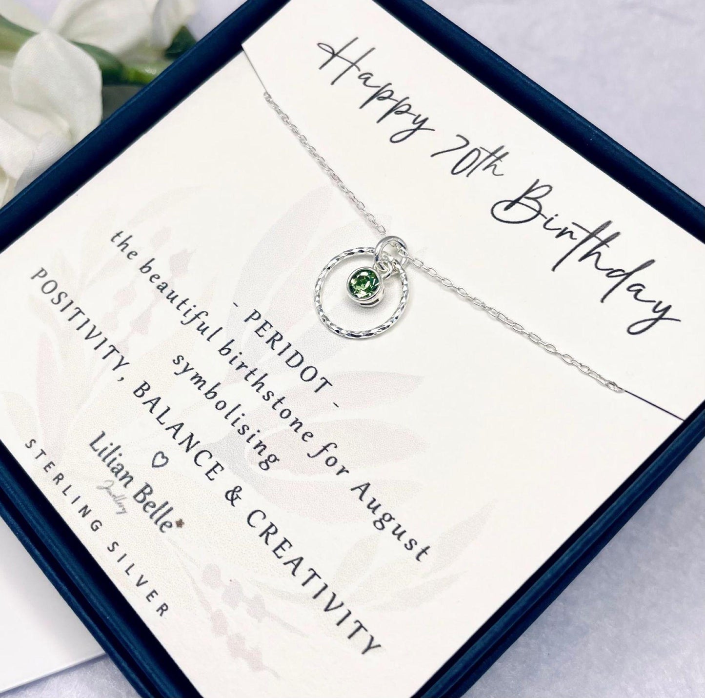 70th Sterling Silver Necklace with Birthstone, 70th Gifts for Her, Birthday Gift for Women, 70 Birthday Gifts, 70th Necklace, 70th Jewellery