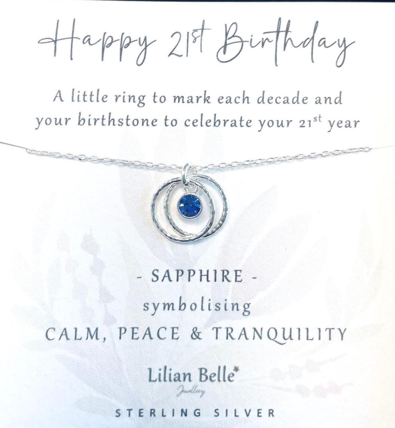 21st Sterling Silver May June July August September Birthstone Necklace Girl Gifts, 21st Jewellery Gifts for Her, 21 Birthday Gift for Girls