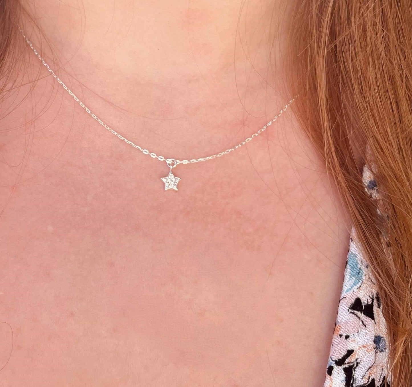 Dainty Tiny Sterling Silver CZ Star Pendant Necklace, Layering Minimalist Silver Necklace for Women, Birthday Gift for Her, Gifts for Girls