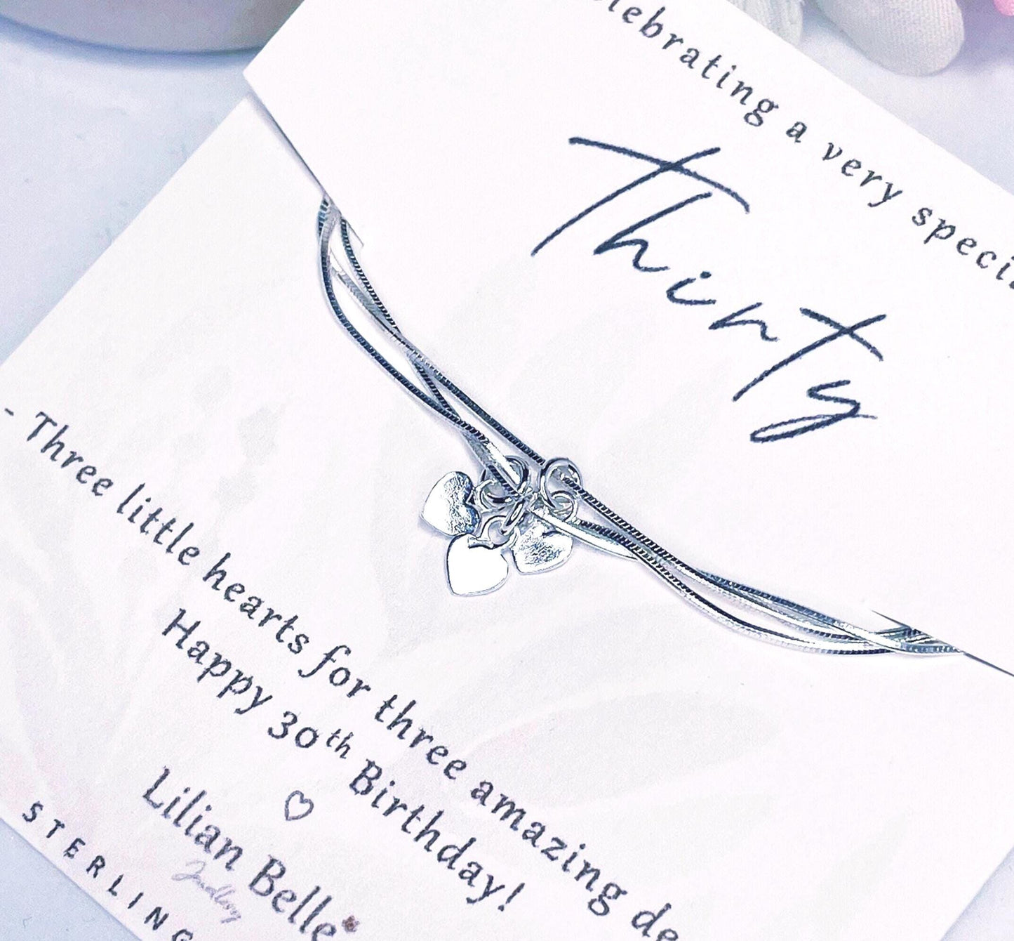30th Birthday Sterling Silver 3 Decades Bracelet gifts for women, 30th Jewelry Birthday Gift for her, Friend Gifts, 30 Jewellery Gifts